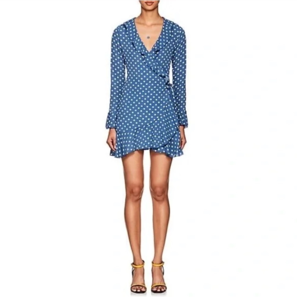 FIVESEVENTYFIVE Polka Dot Crinkled Crepe Minidress Wrap